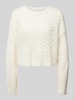 Only Regular Fit Strickpullover mit Lochstrickmuster Modell 'MIAMI' Offwhite