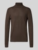 Christian Berg Men Pullover aus Merino-Mix mit Rollkragen Dunkelbraun Melange