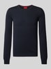 HUGO Pullover van scheerwol met labelstitching, model 'Cedric' Marineblauw