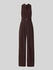 Rinascimento Jumpsuit mit Neckholder Mittelbraun