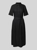 Pieces Tailliertes Freizeitkleid aus Viskose-Leinen-Mix Modell 'PIA' Black
