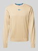 Hugo Blue Gebreide pullover met logostitching, model 'San Cosmo' Beige