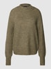 Pieces Strickpullover mit Rundhalsausschnitt Modell 'NATALEE' Khaki Melange