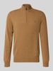 Polo Ralph Lauren Gebreide pullover van wol met opstaande kraag en ritssluiting Camel