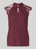 VERO MODA Regular Fit blouse met korte mouwen met semitransparente garnering model 'MILLA' Bordeaux