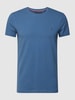 Tommy Hilfiger Slim fit T-shirt met labelstitching Oceaanblauw
