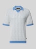 JACK & JONES Premium Slim Fit Poloshirt in Strick-Optik Modell 'Blake' Hellblau