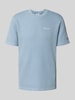 CHAMPION T-Shirt mit Logo-Stitchings und Rundhalsausschnitt Rauchblau