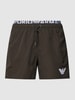 Emporio Armani Badehose mit elastischem Logo-Bund Modell 'Double' Dunkelgrau