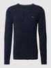 Gant Gebreide pullover met labelstitching Marineblauw