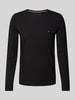 Tommy Hilfiger Regular Fit Longsleeve aus Viskose mit Label-Stitching Black