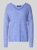 Vero Moda Regular Fit Strickpullover mit V-Ausschnitt Modell 'CREWLEFILE' Ocean