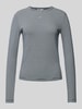 Tommy Jeans Longsleeve mit Label-Stitching und Rundhalsausschnitt Dunkelblau