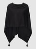 comma Poncho in Strick-Optik mit Bommeln Schwarz