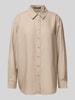 comma Bluse aus Lyocell-Mix mit Hemdblusenkragen Taupe