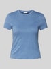 Jake*s Casual T-Shirt mit geripptem Rundhalsausschnitt Jeansblau