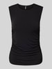 Pieces Slim Fit Top mit Seitenraffung 'MADISON' Black