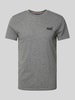 Superdry T-shirt met labelstitching Middengrijs gemêleerd