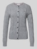 Tommy Hilfiger Regular fit gebreid jack met kabelpatroon van zuivere wol Lichtgrijs