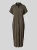 OPUS Midi-jurk met platte kraag, model 'Wannie' Olijfgroen