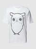 Knowledge Cotton Apparel T-Shirt mit Motiv-Print Modell 'big owl' Offwhite