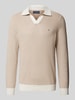 Christian Berg Men Strickpullover mit V-Ausschnitt Offwhite