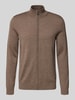 JOOP! Collection Gebreid jack van scheerwol met opstaande kraag, model 'Davis' Middenbruin