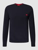 HUGO Strickpullover mit Label-Stitching Modell 'Cassius' Marine