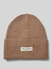 Marc O'Polo Beanie aus reiner Baumwolle mit breitem Umschlag Taupe Melange