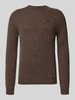 MCNEAL Regular fit gebreide pullover van pure wol Chocoladebruin gemêleerd