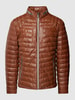 Milestone Steppjacke in Leder-Optik Modell 'Malik' Mittelbraun