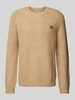 Tommy Jeans Strickpullover mit Zopfmuster Modell 'SLIM CABLE' Beige