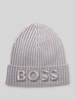 BOSS Beanie aus reiner Schurwolle Modell 'LARA_HAT' Mittelgrau