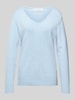 Christian Berg Woman Strickpullover mit abgerundetem V-Ausschnitt Hellblau Melange