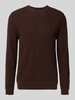 Superdry Sweter z dzianiny z prążkowanymi wykończeniami Ciemnobrązowy
