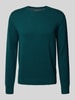 s.Oliver RED LABEL Regular Fit Strickpullover aus reiner Baumwolle mit Label-Stitching Petrol