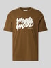 Wood Wood T-shirt z nadruk z logo model 'Bobby' Orzechowy
