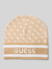 Guess Gebreide muts met labelstitching, model 'SEVYN' Beige