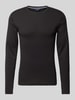 Lindbergh Slim Fit Longsleeve mit geripptem Rundhalsausschnitt Black