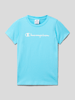CHAMPION T-shirt met labelprint Lichtturquoise