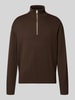 Selected Relaxed Fit Troyer aus Viskose-Mix Modell 'TELLER' Dunkelbraun