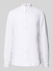 BOSS Orange Regular Fit Leinenhemd mit Stehkragen Modell 'Race' Weiss