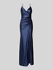 LUXUAR FASHION Maxi-jurk van satijn met draperieën en loopsplit Donkerblauw