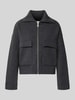 ARMEDANGELS Oversized Bomberjacke aus Baumwoll-Mix Modell 'COTTON-WOOL KNIT' Anthrazit