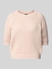 BOSS Gebreide pullover met ribboorden, model 'Funima' Lichtroze gemêleerd