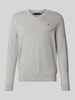 Tommy Hilfiger Regular fit pullover van een mix van katoen en kasjmier Lichtgrijs gemêleerd