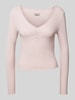 Only Slim Fit Langarmshirt aus Baumwoll-Mix mit Frill-Abschlüssen Modell 'BETTY' Rosa