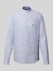 Fynch-Hatton Slim fit linnen overhemd met opstaande kraag Marineblauw
