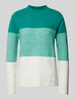 Tom Tailor Denim Regular Fit Strickpullover mit Colour Blocking Gruen