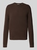 SELECTED HOMME Gebreide pullover met ribboorden Middenbruin